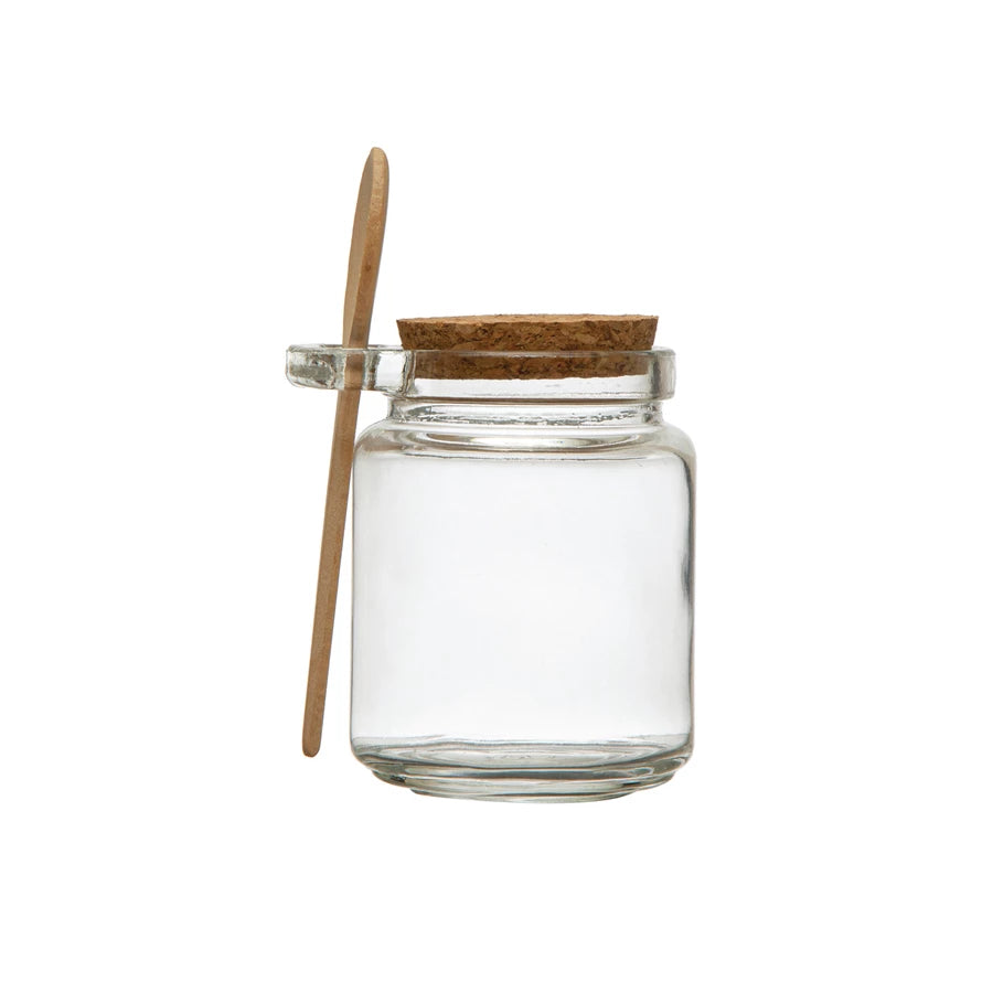 Glass Jar w/Cork Lid & Wood Spoon