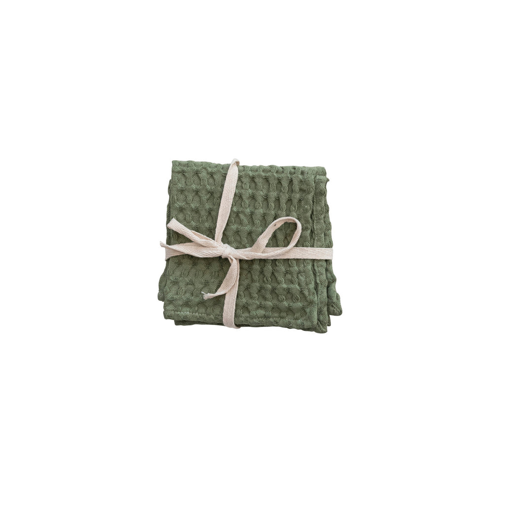 S/3 Waffle Weave Dish Cloths | Green