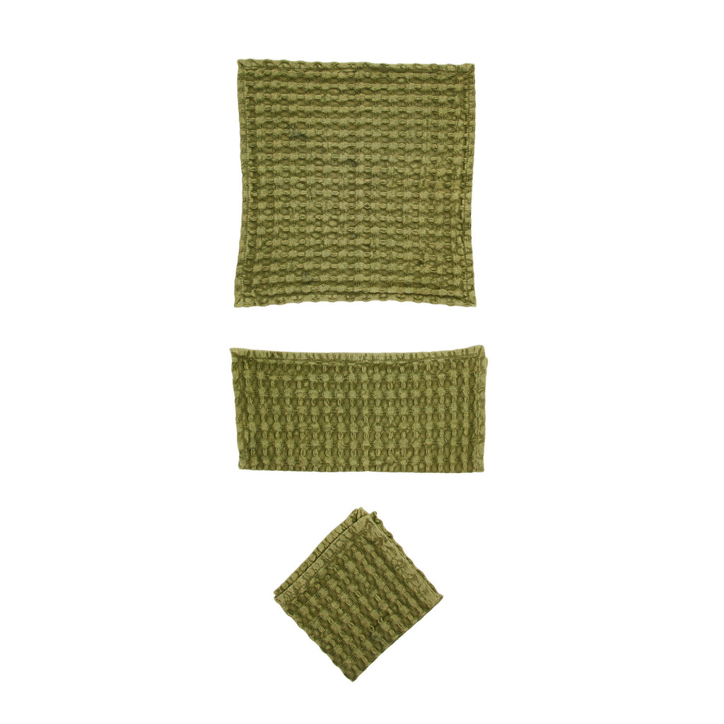 S/3 Waffle Weave Dish Cloths | Green