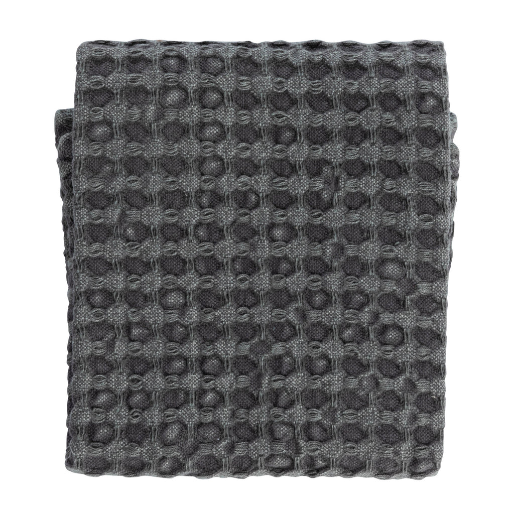 Stonewashed Cotton Waffle Weave Tea Towel | Charcoal