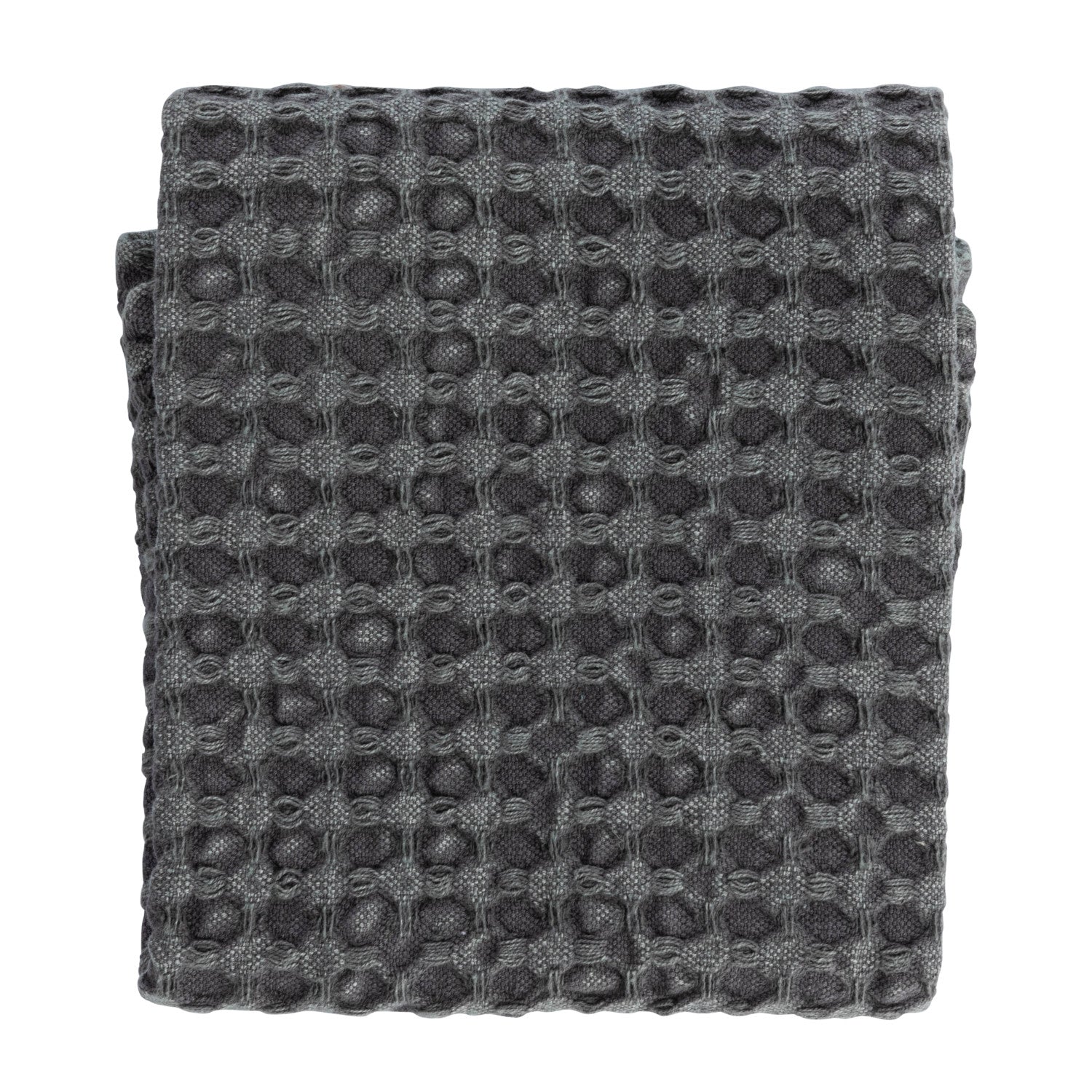 Stonewashed Cotton Waffle Weave Tea Towel | Charcoal