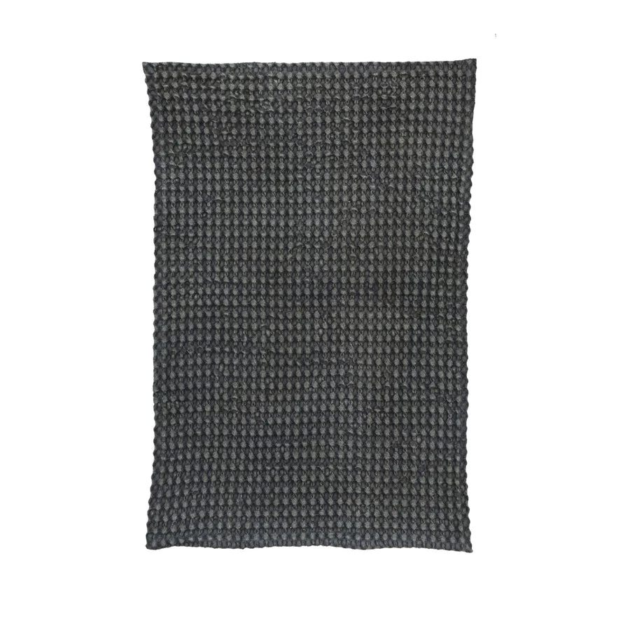 Stonewashed Cotton Waffle Weave Tea Towel | Charcoal