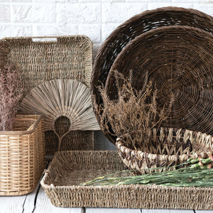 Woven Vine & Metal Baskets | Natural