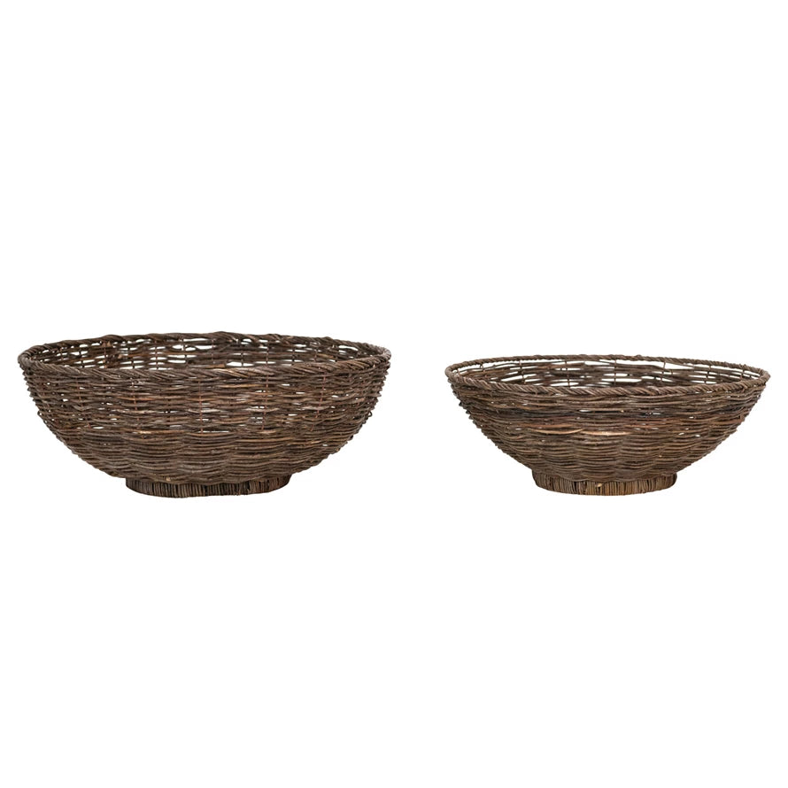 Woven Vine & Metal Baskets | Natural