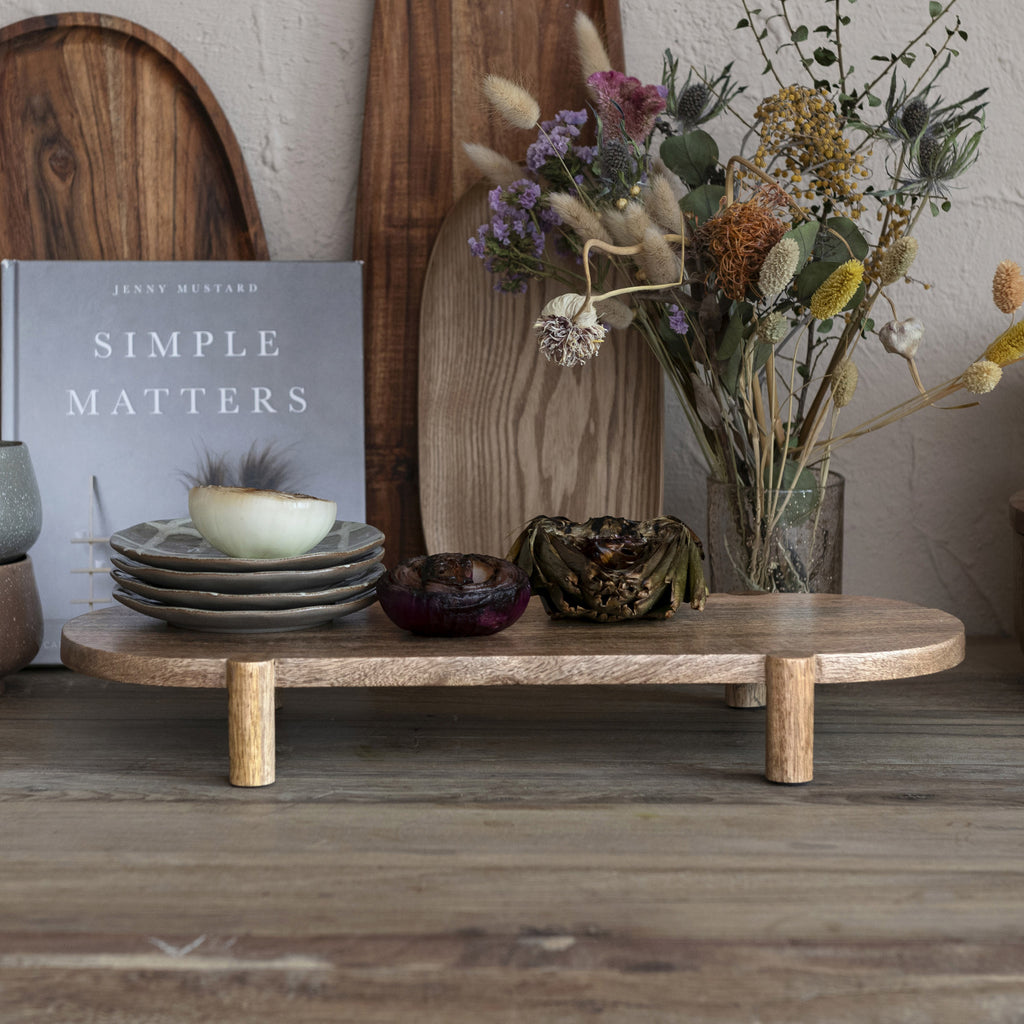 Oval Wood Footed Pedestal
