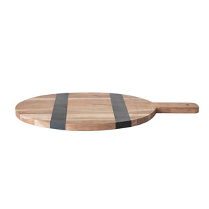 Wood Cheese/Cutting Board w/Stripes & Handle