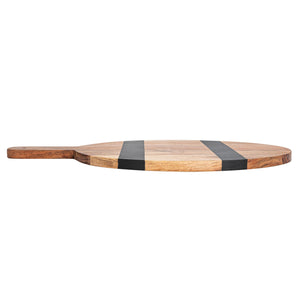 Wood Cheese/Cutting Board w/Stripes & Handle
