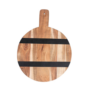 Wood Cheese/Cutting Board w/Stripes & Handle
