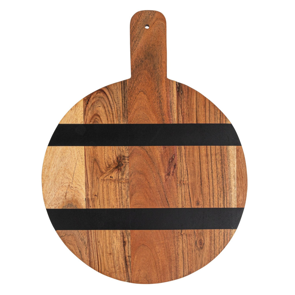 Wood Cheese/Cutting Board w/Stripes & Handle