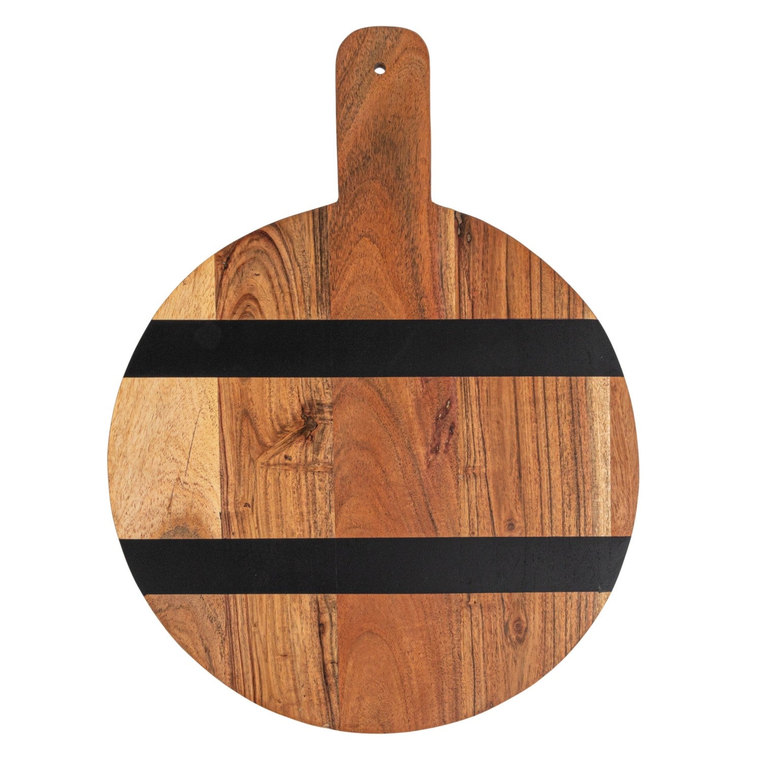 Wood Cheese/Cutting Board w/Stripes & Handle