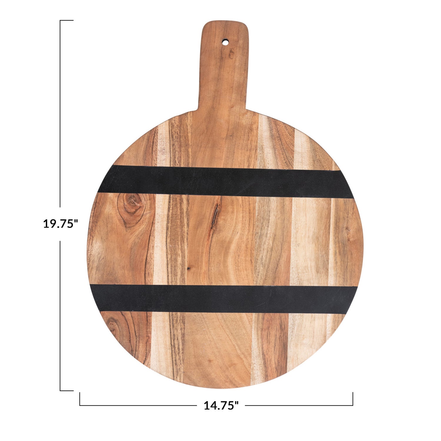 Wood Cheese/Cutting Board w/Stripes & Handle