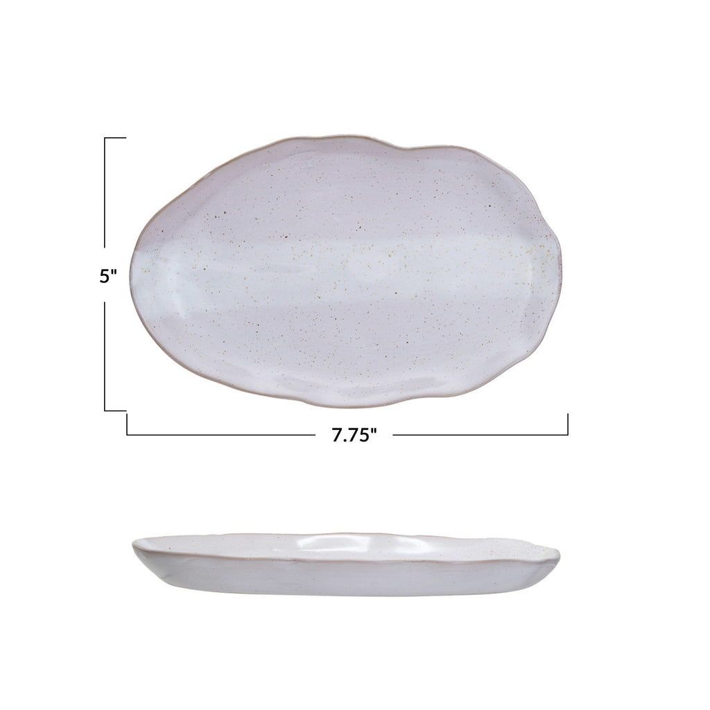 Stoneware Organic Shaped Plate | White