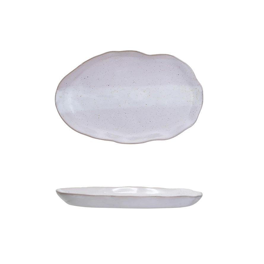 Stoneware Organic Shaped Plate | White