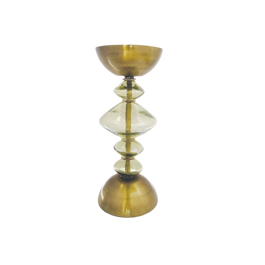 Glass & Metal Pillar Holder