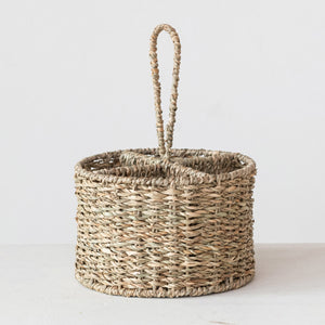 Hand-Woven Seagrass Caddy w/4 Sections | Natural