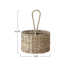 Hand-Woven Seagrass Caddy w/4 Sections | Natural