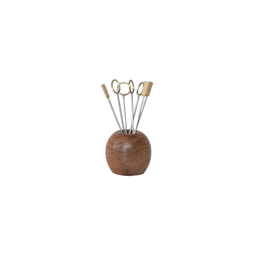 S/9 Wood Holder w/Appetizer Picks