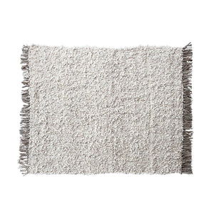 Woven New Zealand Wool Blend Shag Throw w/Fringe