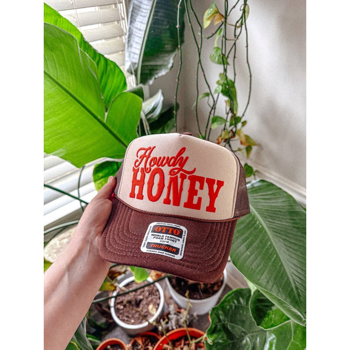Howdy Honey | Western Trucker Hat - Tan/Brown