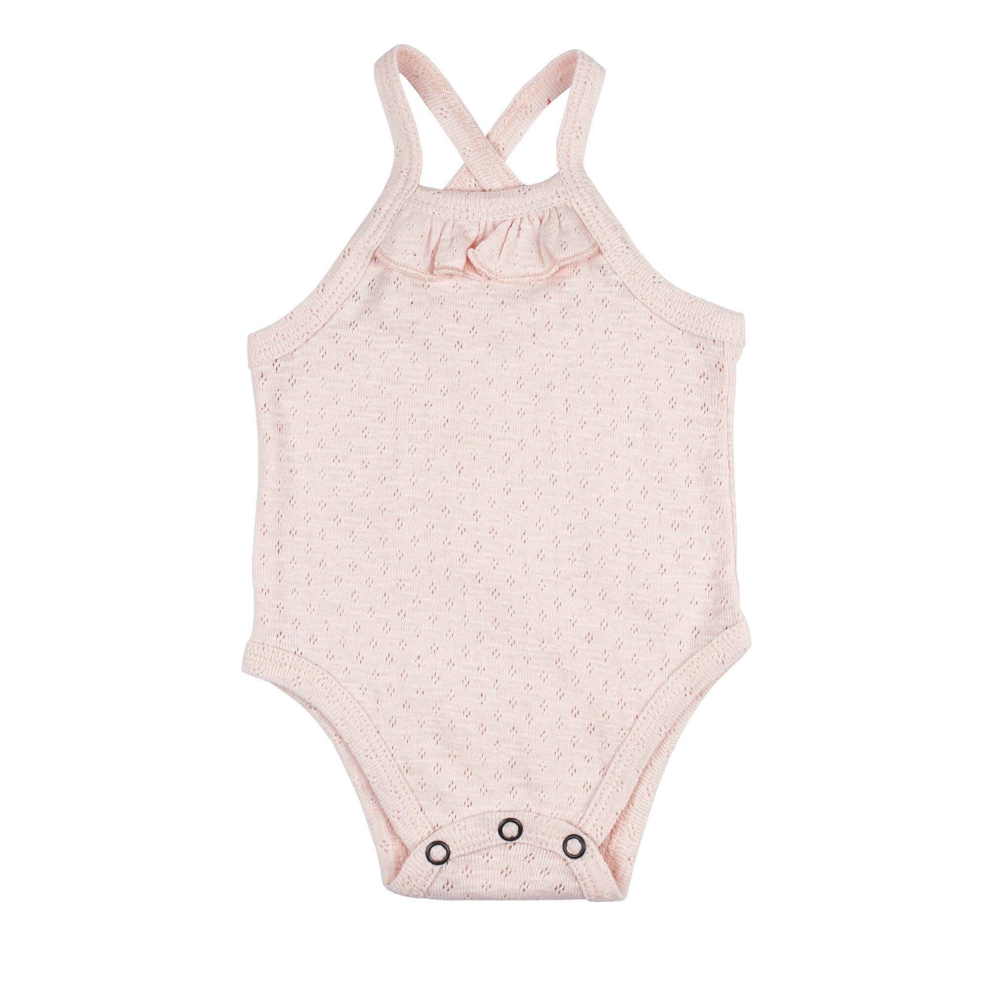 Organic Pointelle Ruffle Bodysuit | Cotton Candy