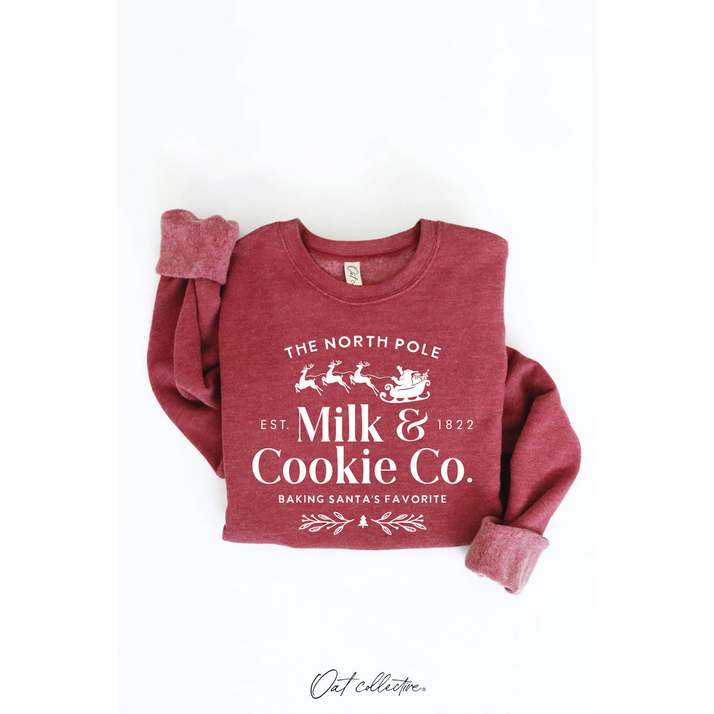 The North Pole Milk & Cookie Graphic Sweatshirt | Heather Green