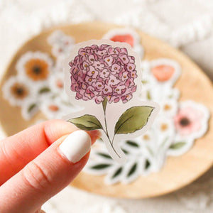 Clear Purple Hydrangea Sticker 2.25x1.75in