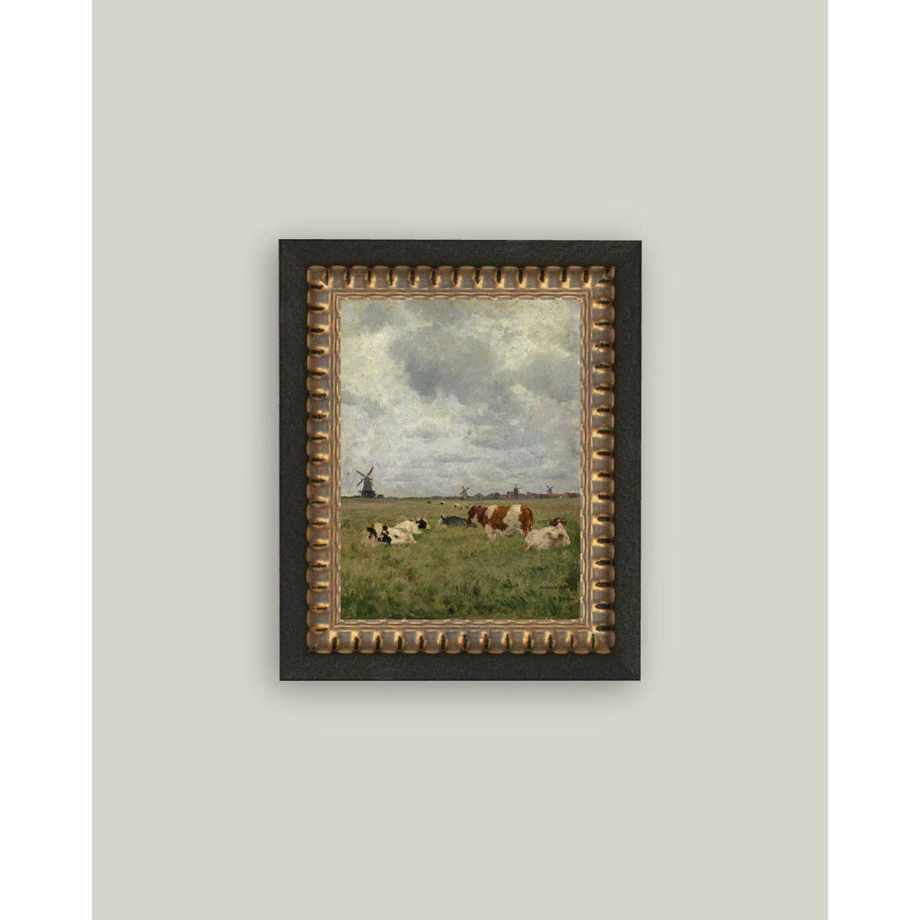 Cattle on the Pasture Framed Antique Art | 12x16