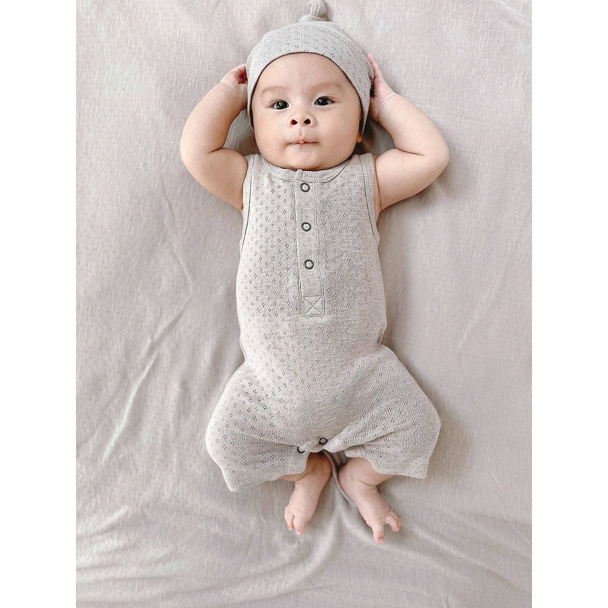 Organic Pointelle Ruffle Criss-Cross Bodysuit