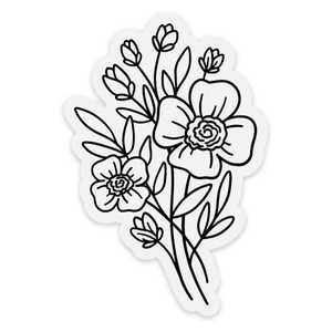 Clear Line Bouquet Sticker, 3.5x2.25in