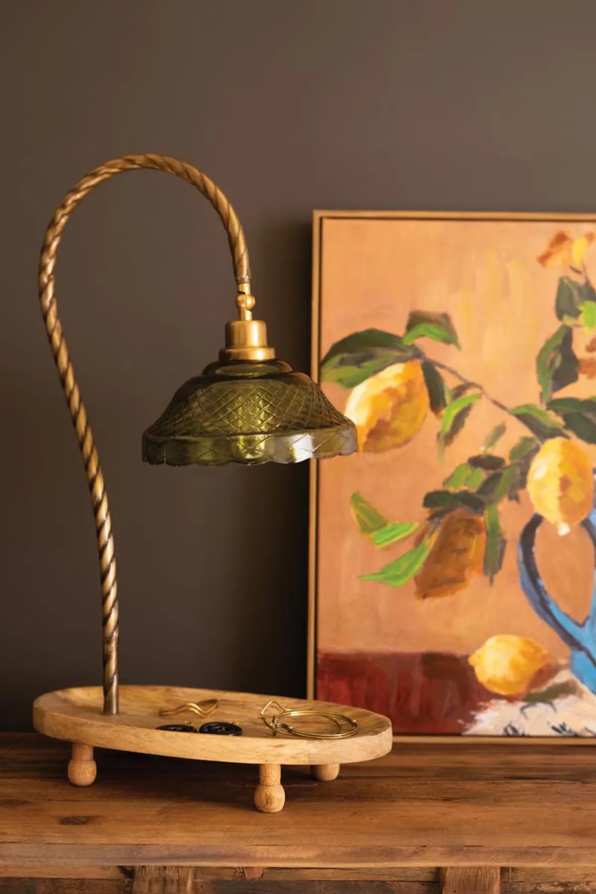 Green Glass Gooseneck Task Lamp
