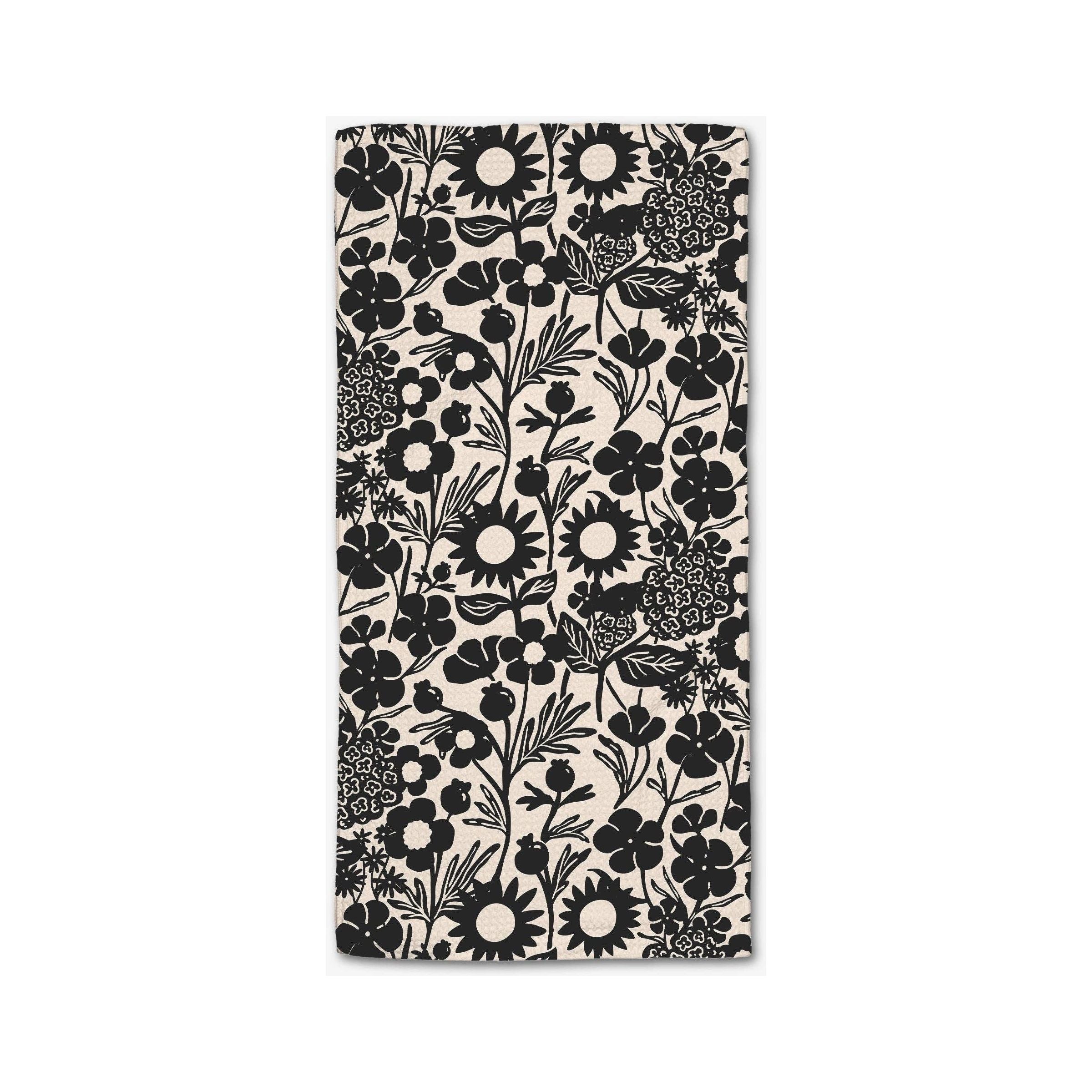 Geometry - Black Flower Garden Bar Towel