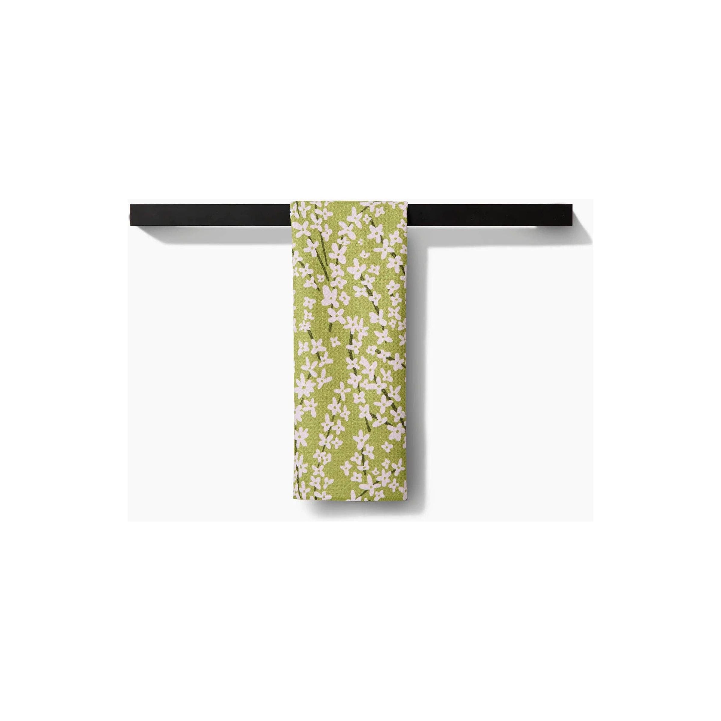 Geometry - Spring Green Forsythia Tea Towel