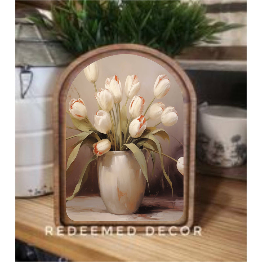 Arch Top Framed Art | Tulips