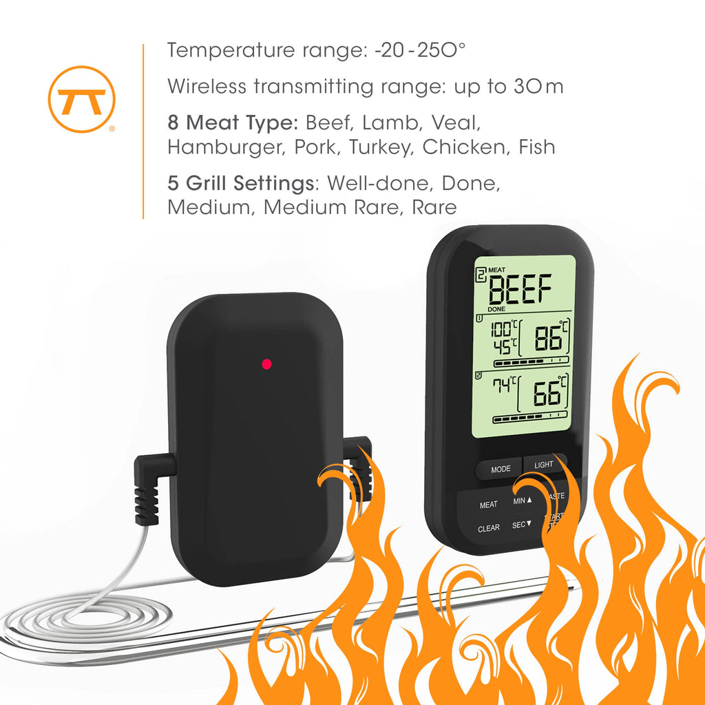 Fox Run Brands - Outset Digital Wireless Dual Probe BBQ Thermometer, 4.25"