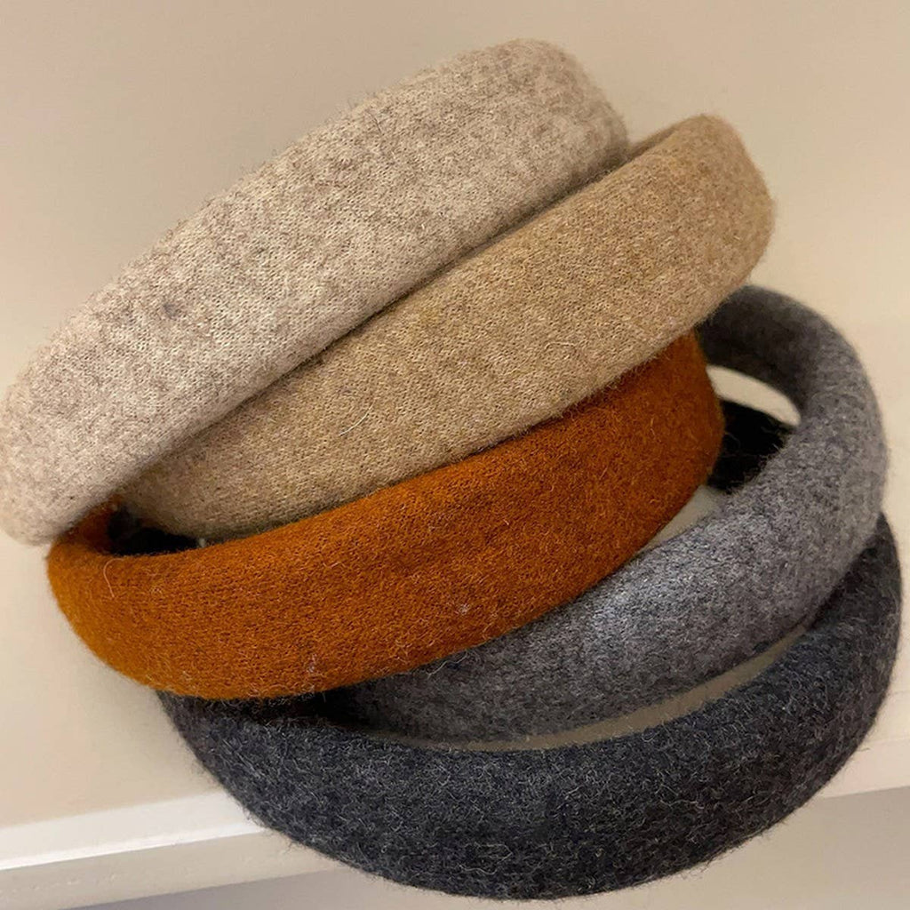 ACCITY - SOLID COLOR WOOL HEADBAND HAIRPIN HEADDRESS_CWAHA4027: KHAKI / (OS) 1