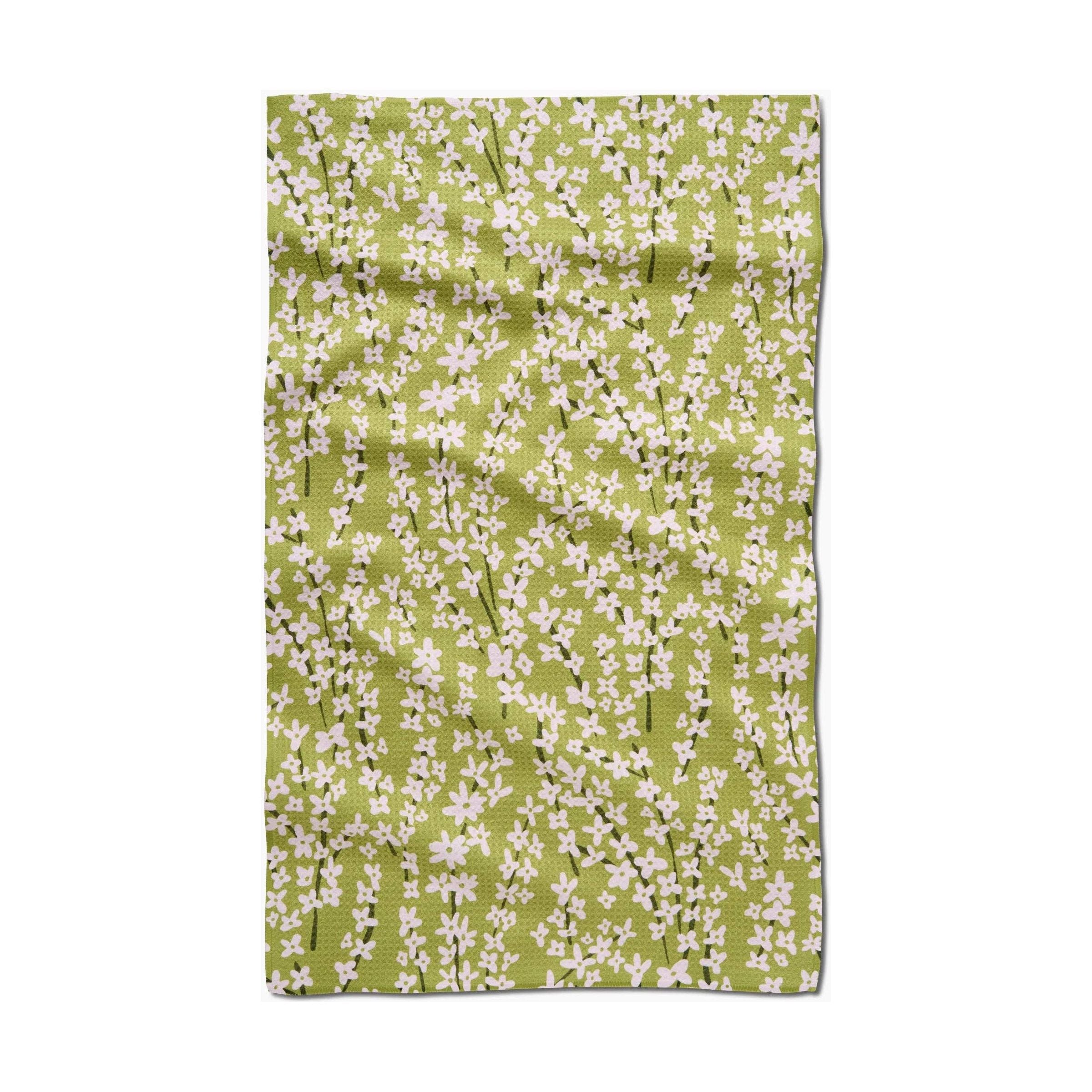 Geometry - Spring Green Forsythia Tea Towel