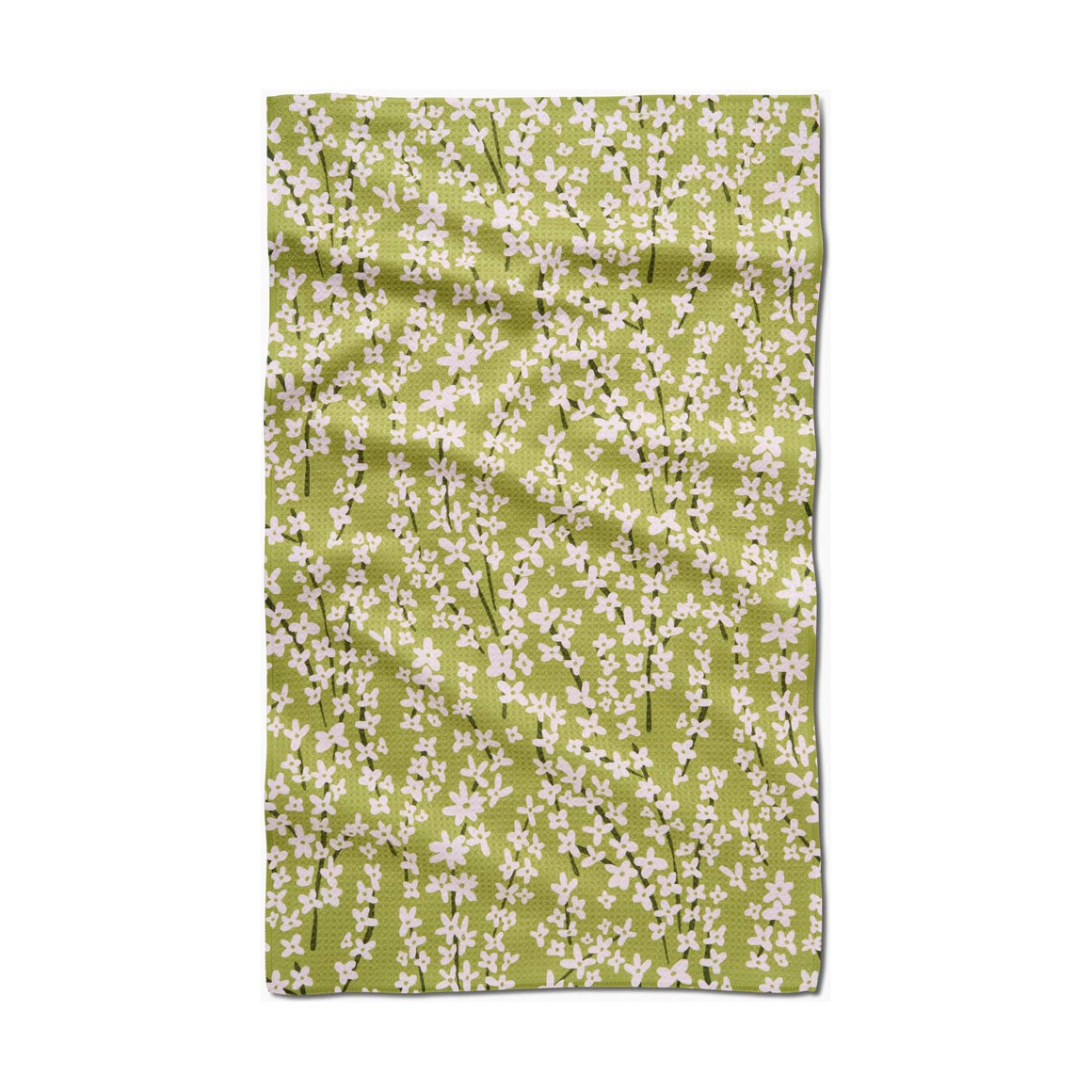 Geometry - Spring Green Forsythia Tea Towel