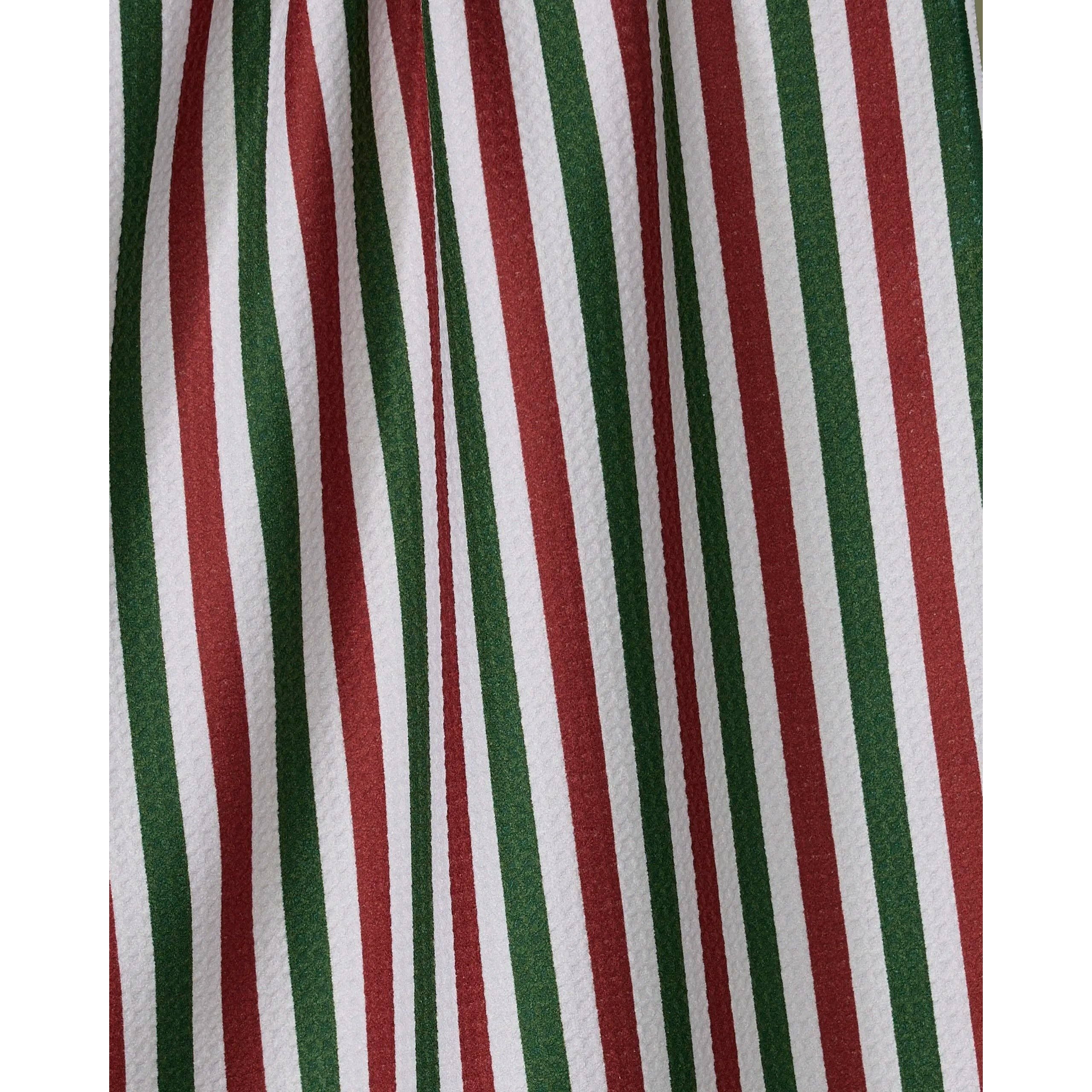 Geometry - Ribbon Green Red Tea Towel