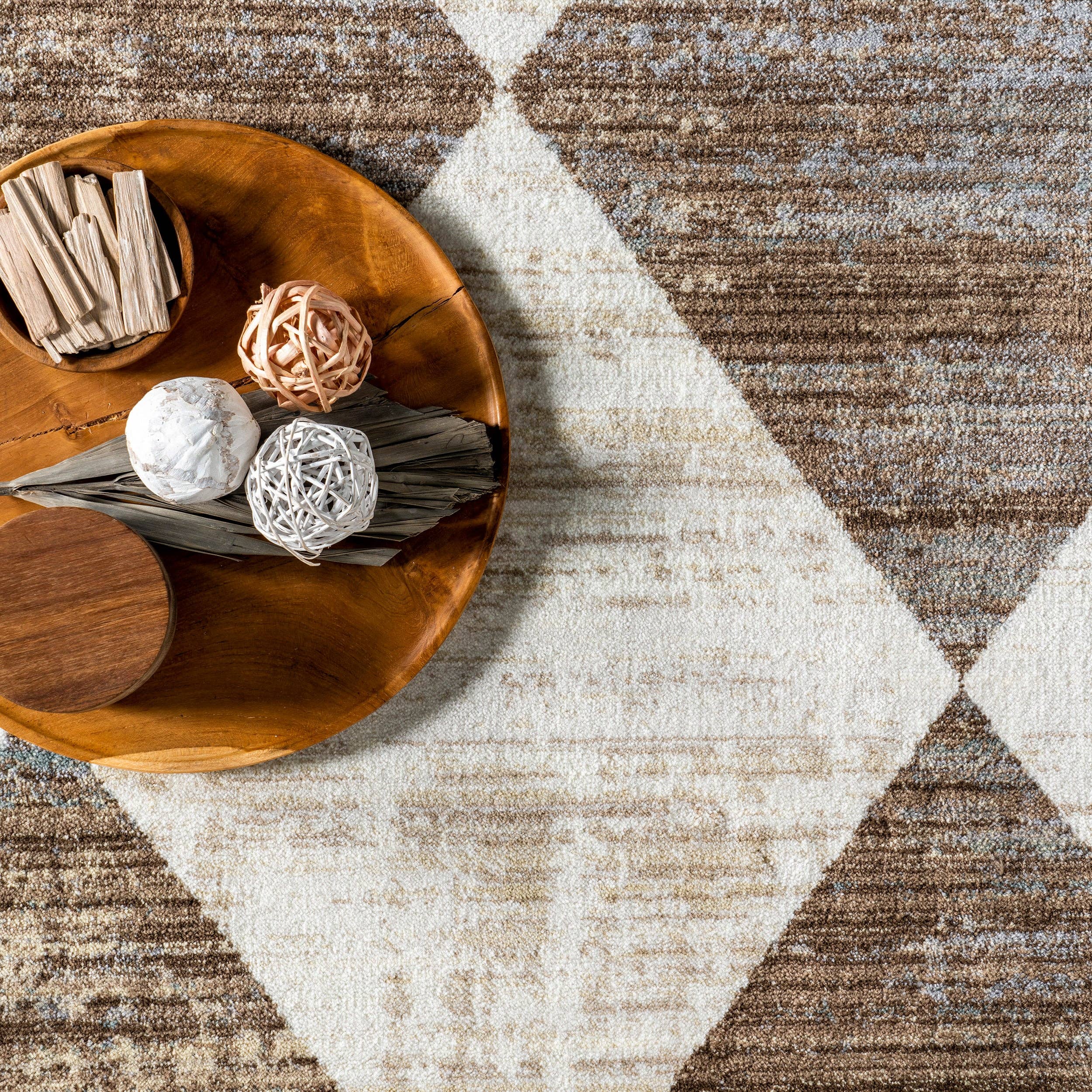Meline Checkered Fringe Area Rug