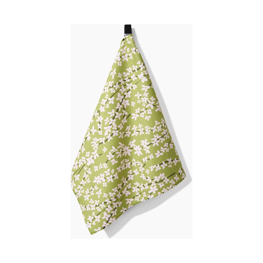 Geometry - Spring Green Forsythia Tea Towel