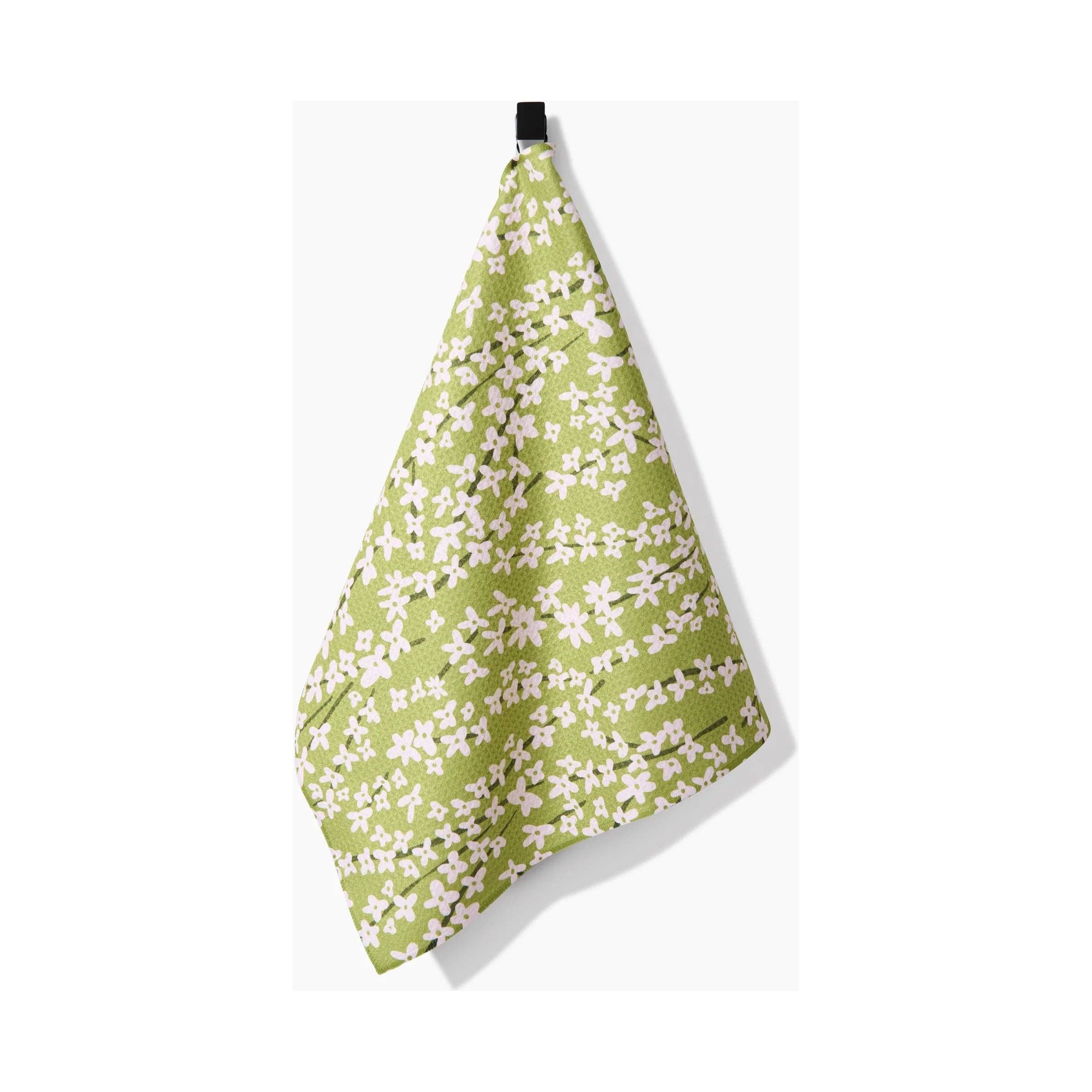 Geometry - Spring Green Forsythia Tea Towel