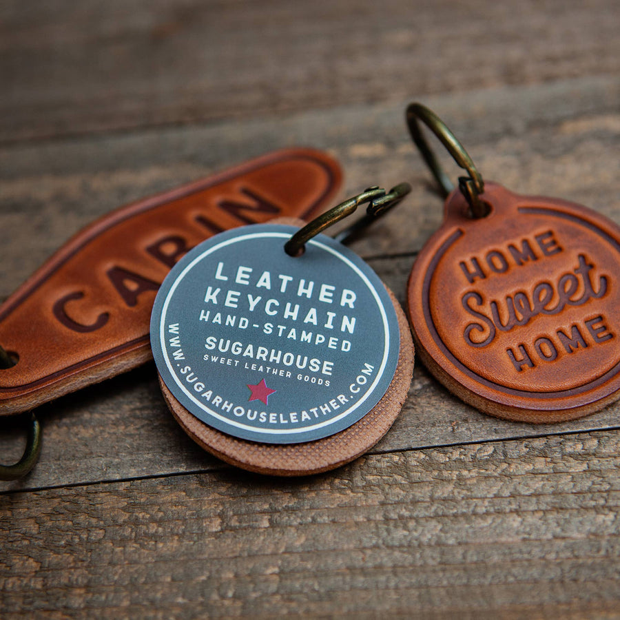 Leather Keychain Circle  | Antlers