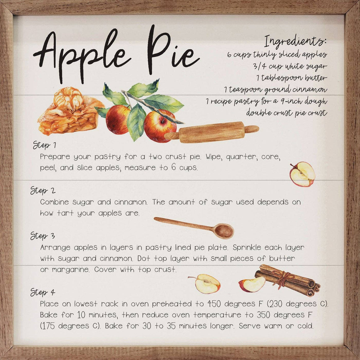 Recipe Framed Art | Apple Pie