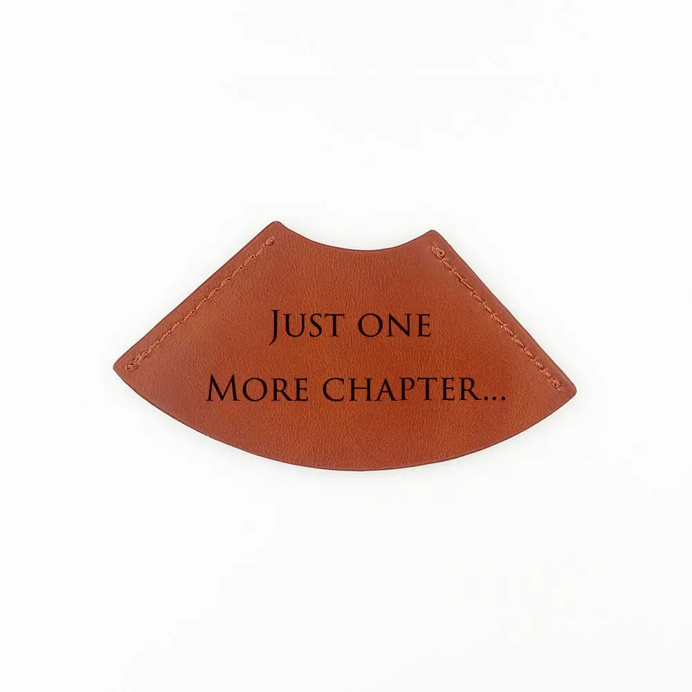 “Just One More Chapter” Leather Corner Bookmark
