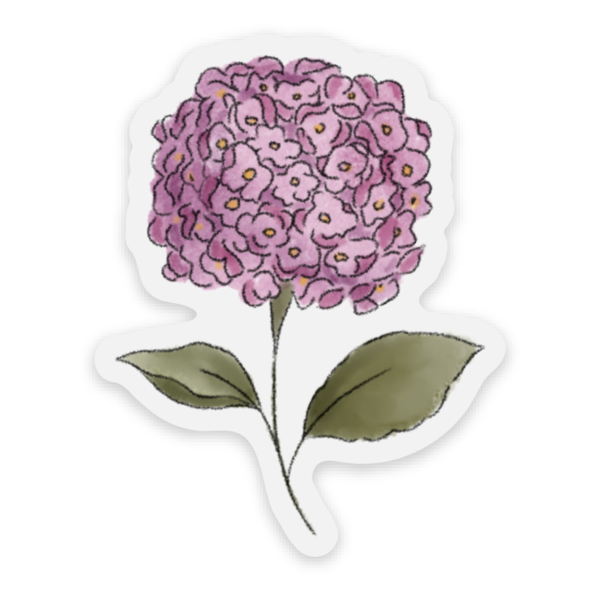 Clear Purple Hydrangea Sticker 2.25x1.75in