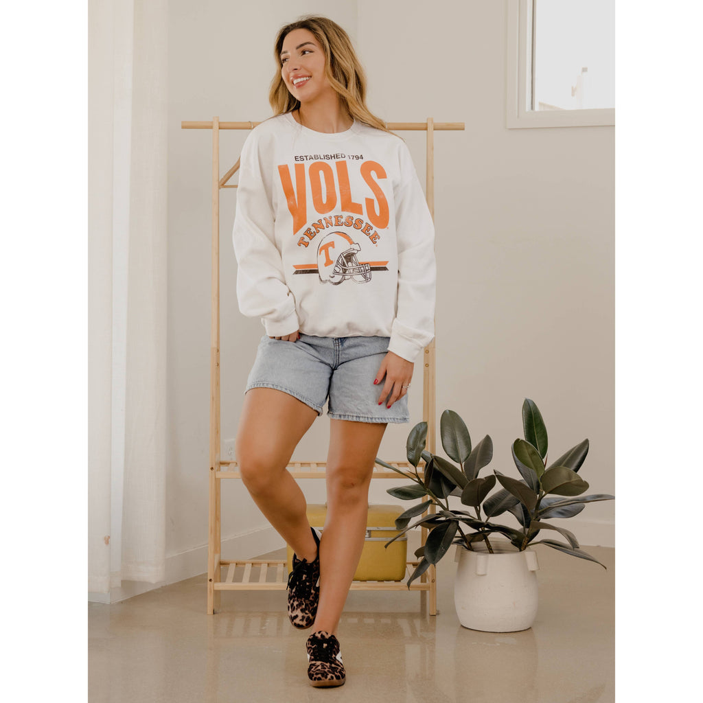 LivyLu - Tennessee Vols Established Date Helmet Thrifted Sweatshirt : 2XL