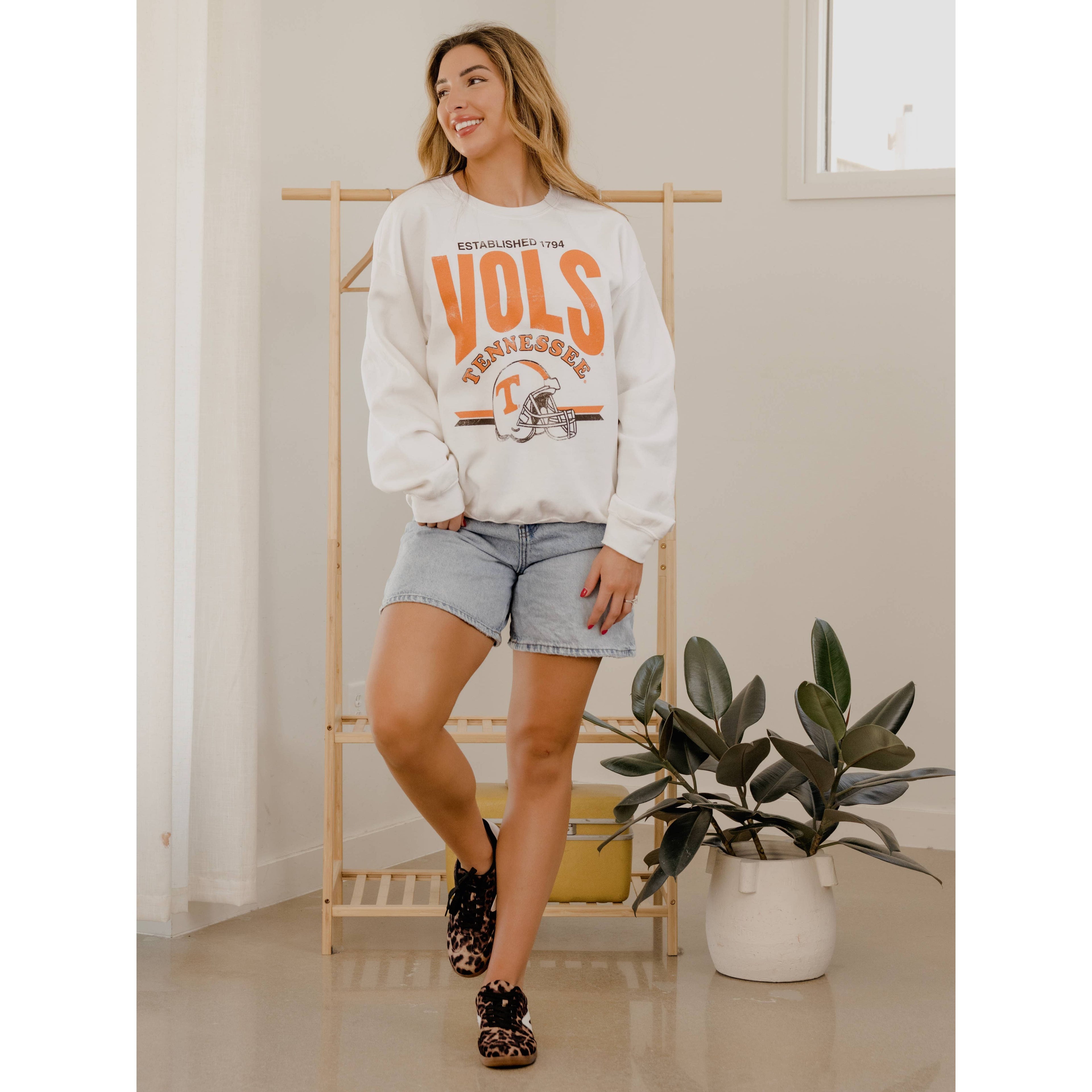 LivyLu - Tennessee Vols Established Date Helmet Thrifted Sweatshirt : 2XL