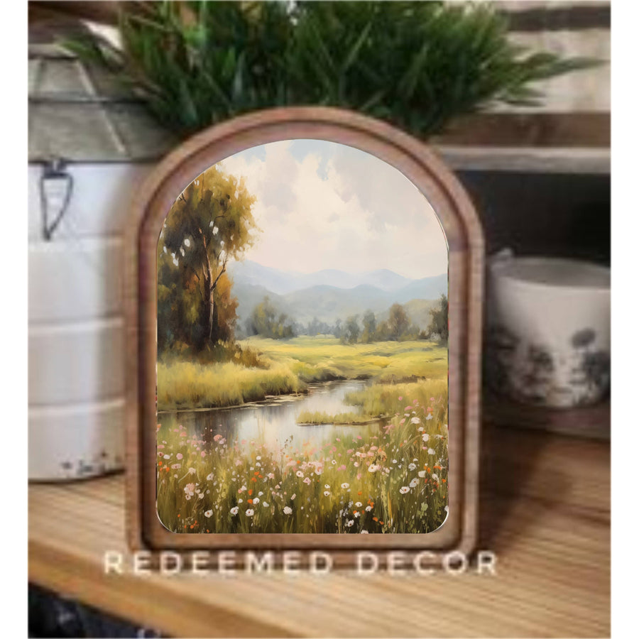 Arch Top Framed Art | Spring Stream