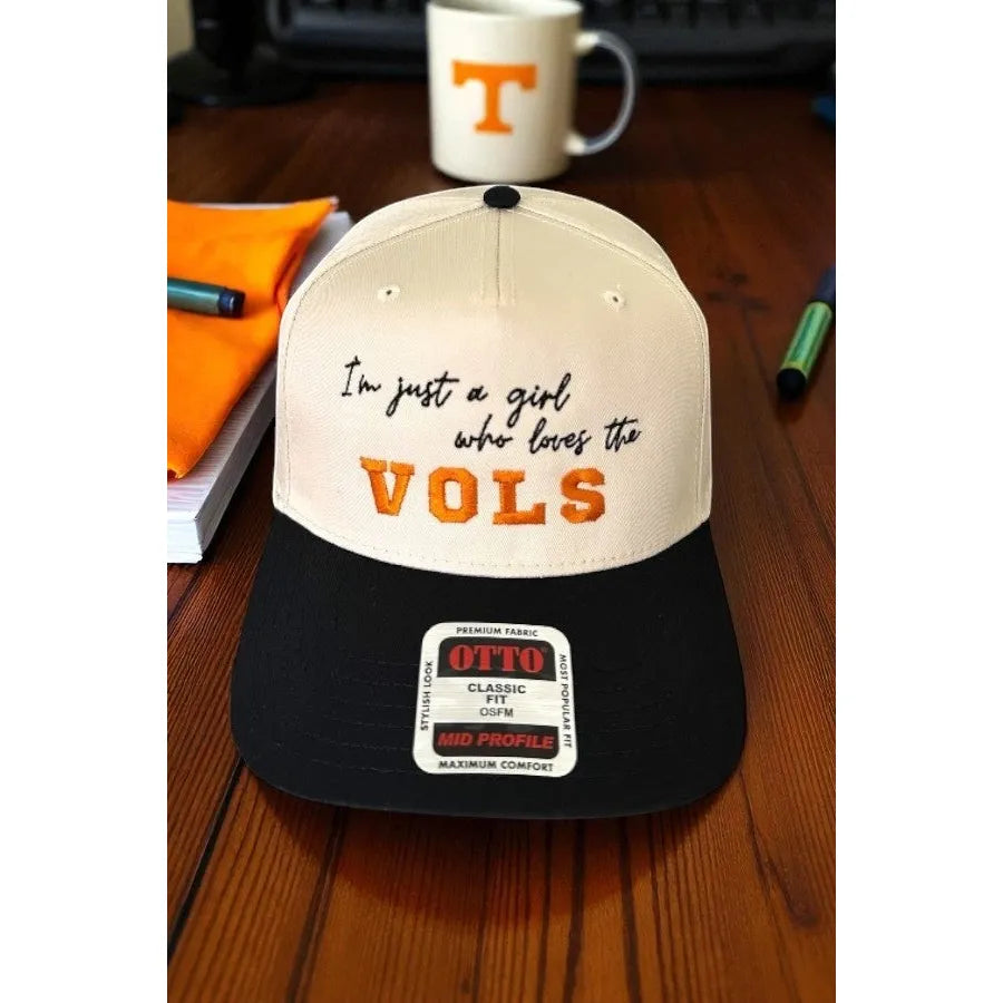 Vols I’m Just A Girl Natural/Black Embroidered Hat