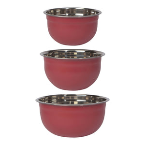 S/3 Steel Mixing Bowls | Matte Carmine Red